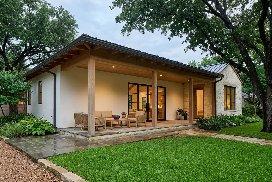 A Houston home with a deep covered porch (concept rendering)